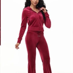 Juicy Couture Burgundy Velour Tracksuit Set
